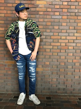 「AVIREX（アヴィレックス）の【直営店限定】エアフォース ベースキャップ/AIR FORCE BACES CAP（キャップ）」を使った、Ruminaさん（メンズ・183cm）の春コーディネート