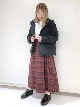 「スウエット」｜「アイテム（ダウンジャケット/コート）」を使った、いとちゃんさん（レディース・154cm）の秋コーディネート