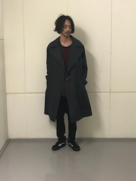 「ADAM ET ROPE'（アダムエロペ）のアイテム（ステンカラーコート）」を使った、モリタさん（メンズ・171cm）の秋コーディネート