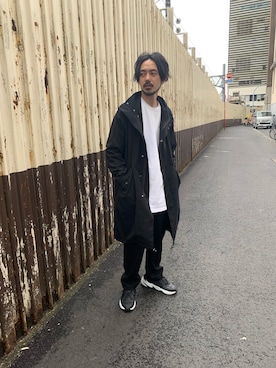 「ADAM ET ROPE'（アダムエロペ）のアイテム（モッズコート）」を使った、モリタさん（メンズ・171cm）の春コーディネート