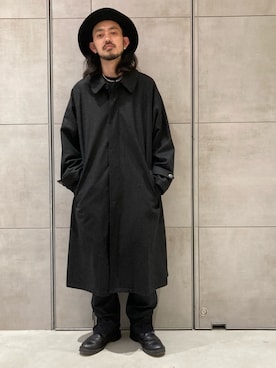 「POLYPLOID（ポリプロイド）のアイテム（ステンカラーコート）」を使った、モリタさん（メンズ・171cm）の秋コーディネート