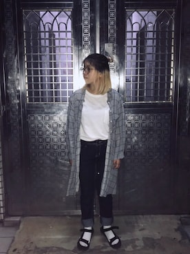「NET（ネット）のアイテム（シャツワンピース）」を使った、Amyさん（レディース・148cm）の春コーディネート