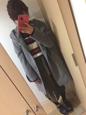 ダブルモッサー2WAYフード ロングコート_#を使った人気