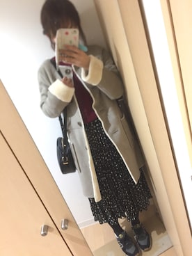 「Ray BEAMS（レイビームス）のアイテム（ムートンコート）」を使った、Chiiiさん（レディース・155cm）の冬コーディネート