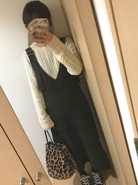 「SLOBE IENA（スローブイエナ）のアイテム（ジャンパースカート）」を使った、Chiiiさん（レディース・155cm）の冬コーディネート