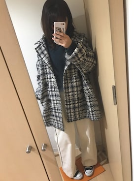 「PUBLIC TOKYO（パブリックトウキョウ）のアイテム（ピーコート）」を使った、Chiiiさん（レディース・155cm）の冬コーディネート