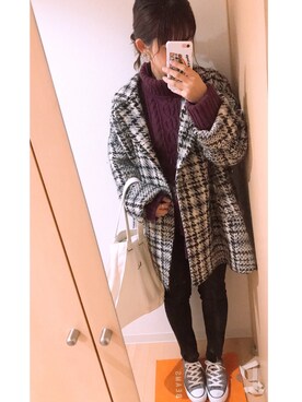 「PUBLIC TOKYO（パブリックトウキョウ）のアイテム（ピーコート）」を使った、Chiiiさん（レディース・155cm）の冬コーディネート