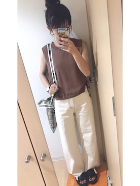 「Daniel Wellington（ダニエルウェリントン）の【Daniel Wellington】レザーバンド３６ＭＭ（アナログ腕時計）」を使った、Chiiiさん（レディース・155cm）の夏コーディネート