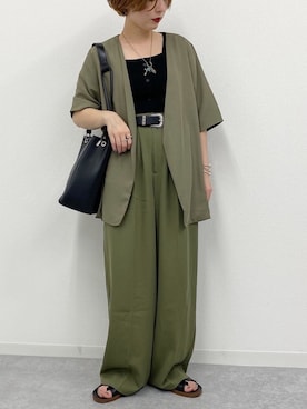 「apres jour mignon（アプレジュールミニョン）のアイテム（ノーカラージャケット）」を使った、apresjour mignonさん（レディース・154cm）の春コーディネート