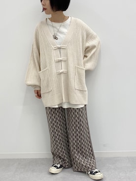 「apres jour mignon（アプレジュールミニョン）のスリット入りBIGロンT【ZOZOTOWN限定アイテム】（Tシャツ/カットソー）」を使った、apresjour mignonさん（レディース・154cm）の秋コーディネート