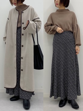 「apres jour mignon（アプレジュールミニョン）のアイテム（ノーカラージャケット）」を使った、apresjour mignonさん（レディース・154cm）の秋コーディネート