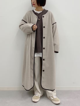 「apres jour mignon（アプレジュールミニョン）のアイテム（ノーカラージャケット）」を使った、apresjour mignonさん（レディース・154cm）の秋コーディネート