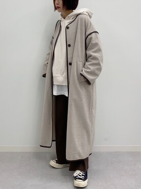 「apres jour mignon（アプレジュールミニョン）のアイテム（ノーカラージャケット）」を使った、apresjour mignonさん（レディース・154cm）の秋コーディネート