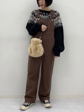 「apres jour mignon（アプレジュールミニョン）のアイテム（サロペット/オーバーオール）」を使った、apresjour mignonさん（レディース・154cm）の冬コーディネート