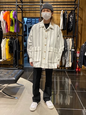 「WHITELAND（ホワイトランド）のWHITELAND/ホワイトランド/リネンシャツ（シャツ/ブラウス）」を使った、佐藤友則さん（メンズ・165cm）の春コーディネート