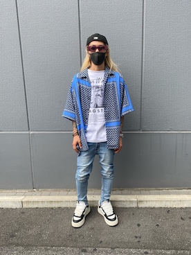 「L.H.P Private Brand（エルエイチピープライベートブランド）のアイテム」を使った、佐藤友則さん（メンズ・165cm）の夏コーディネート
