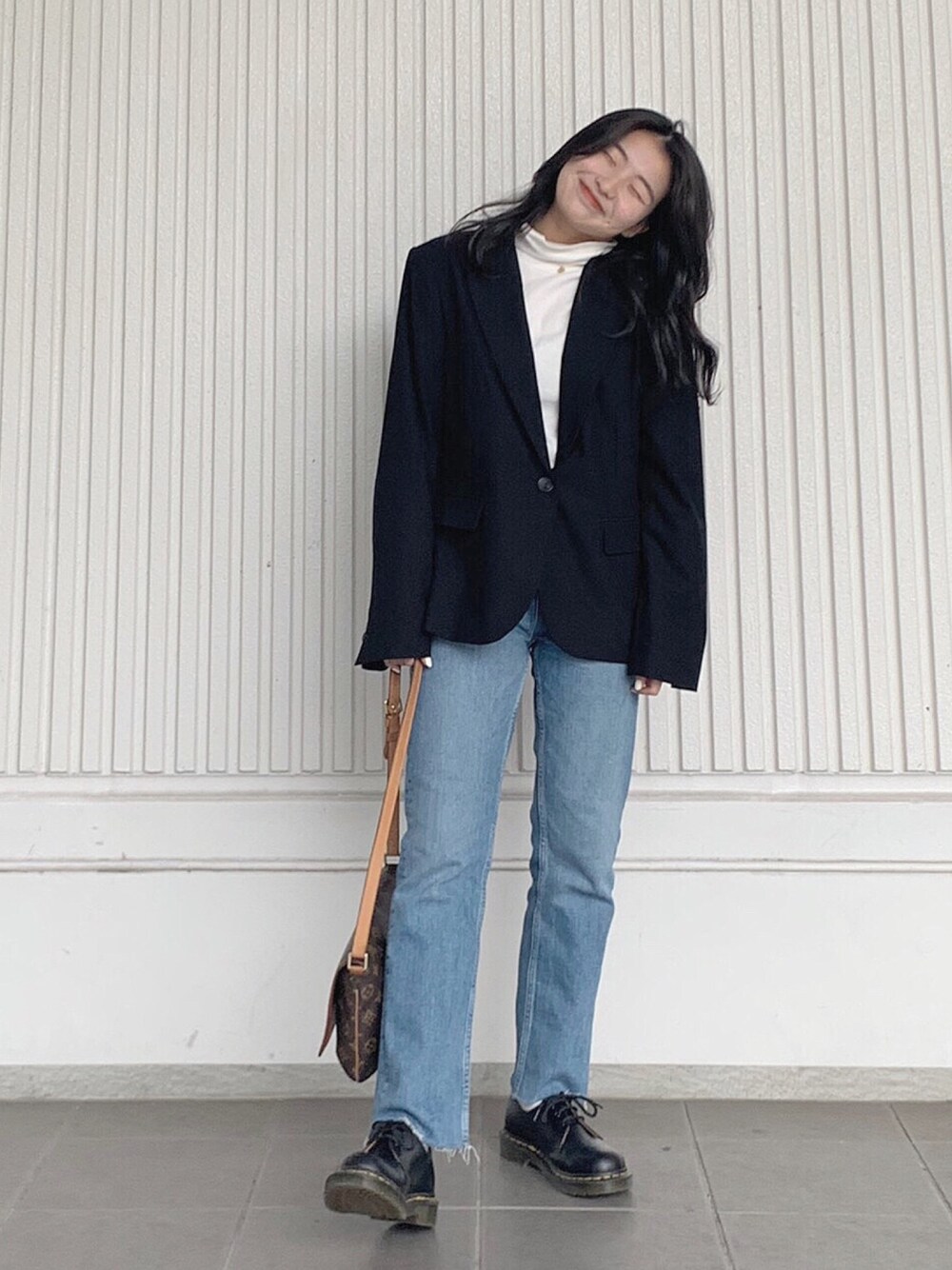 「ZARA、ZARAコーデ、ザラ、シンプルコーデ、シンプル、シンプルスタイル、大人コーデ、大人カジュアル、デニムパンツ、オトナ女子」｜「ZARAのアイテム（ノーカラージャケット、ブラック系）」を使った、yukoworld123さん（レディース・153cm）の春コーディネートの1枚目の写真