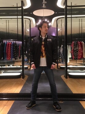 「アイテム（スタジャン）」を使った、Paulさん（メンズ・175cm）の冬コーディネート