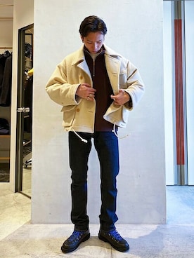 「ワークブーツ」｜ESTNATION MENSさん（メンズ・178cm）の冬コーディネート
