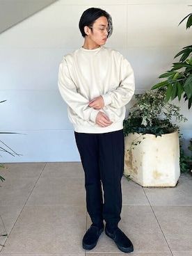 「COLUMN（コラム）のアイテム（スウェットパンツ）」を使った、ESTNATION MENSさん（メンズ・180cm）の冬コーディネート