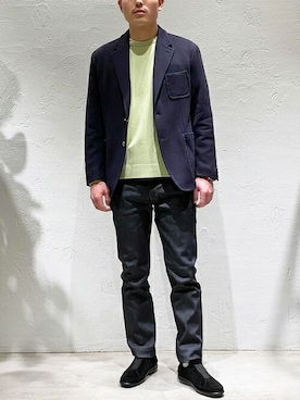 「リジッドデニム」｜ESTNATION MENSさん（メンズ・184cm）の冬コーディネート