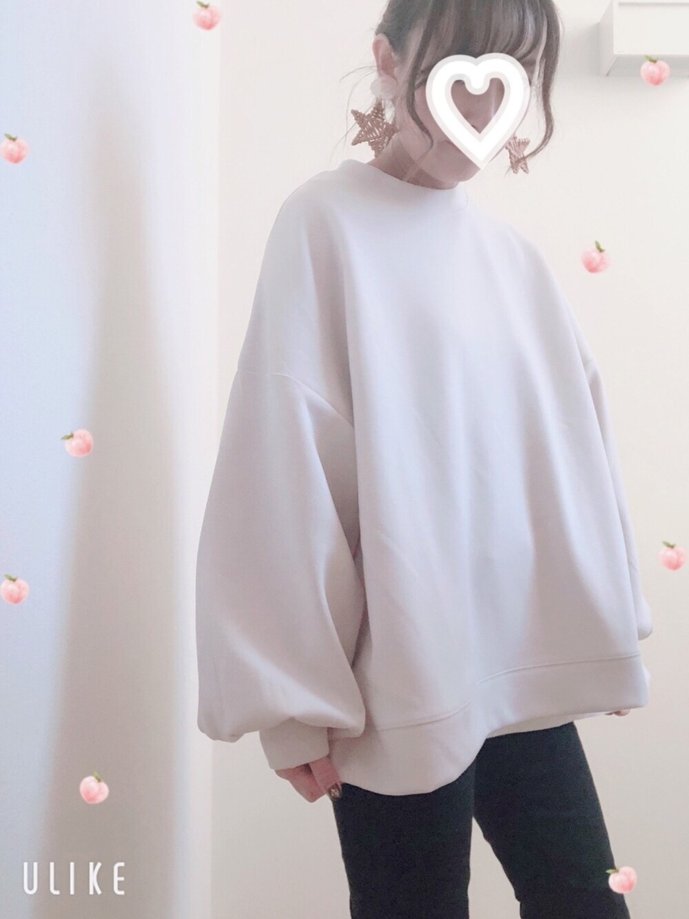 「ボリューム袖」｜「rpsのアイテム（スウェット、ホワイト系）」を使った、hi-koさん（レディース・157cm）の冬コーディネートの1枚目の写真