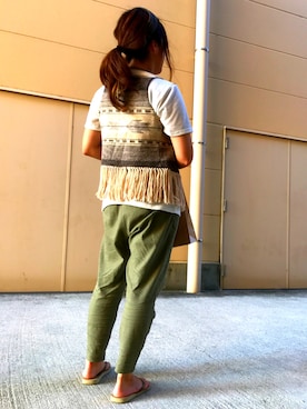 「ベスト×Tシャツ」｜「アイテム（ジャケット/アウター）」を使った、Kana-pさん（レディース・158cm）の夏コーディネート