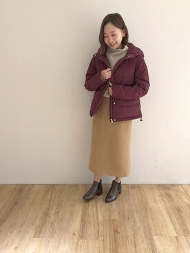 「Te chichi（テチチ）のアイテム（ダウンジャケット/コート）」を使った、𝕊𝔸𝔼さん（レディース・153cm）の秋コーディネート