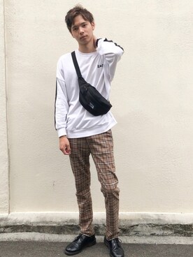 「SOYOUS（ソユーズ）のアイテム（パンツ）」を使った、きやたくさん（メンズ・182cm）の秋コーディネート