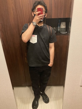 「CHUMS（チャムス）のアイテム（Tシャツ/カットソー）」を使った、SHIMさん（メンズ・165cm）の春コーディネート