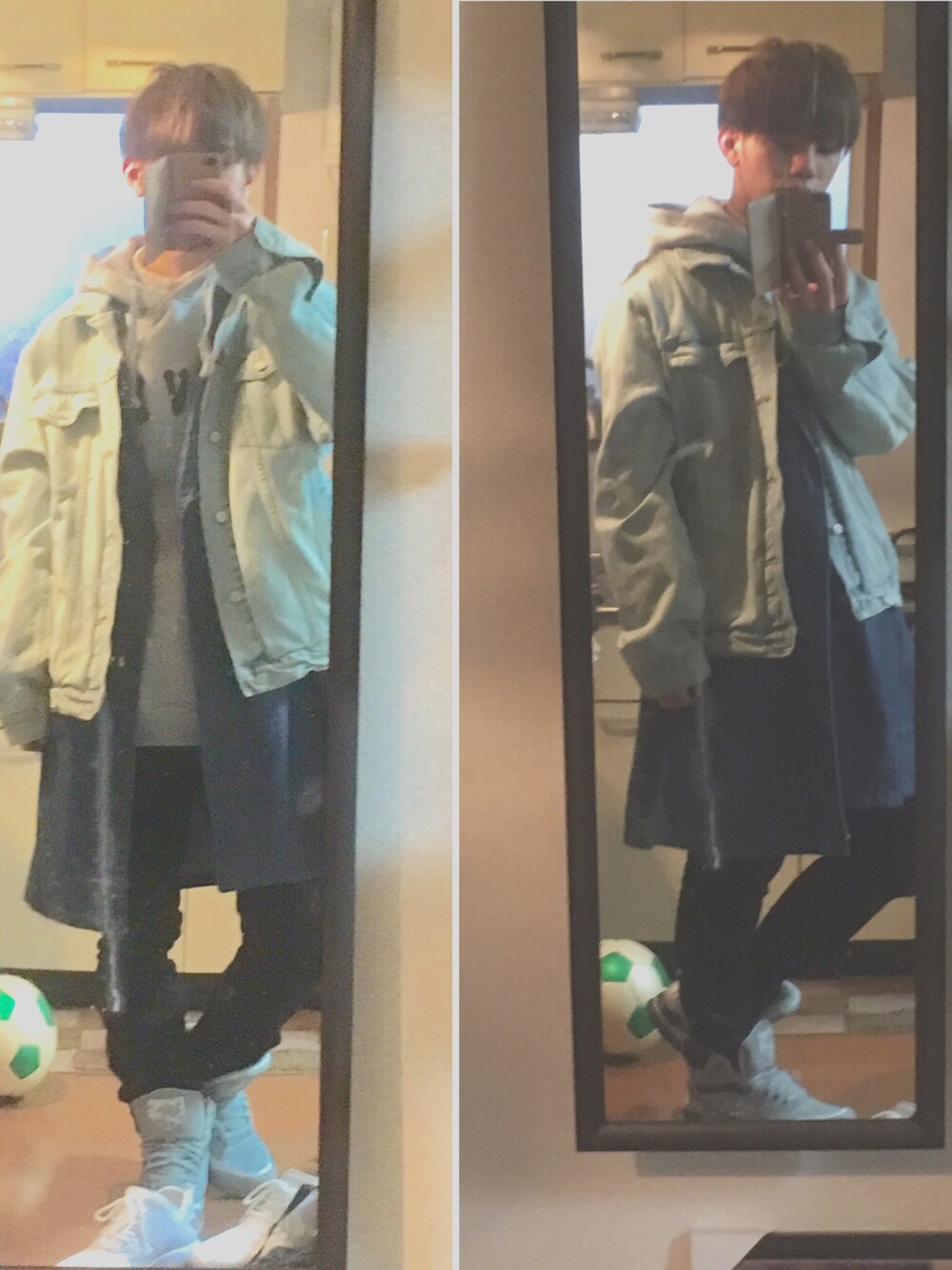 「デニム、カジュアルコーデ、ストリートMIX、GAP、BEAMS、ewing、LRG」｜「GAPのデニムジャケット（デニムジャケット、ブルー系）」を使った、taika✂︎さん（メンズ・173cm）の冬コーディネートの1枚目の写真