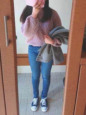 「koe（コエ）のアイテム（ピーコート）」を使った、ayaharuさん（レディース・156cm）の冬コーディネート