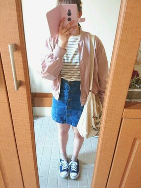 「rps（アールピーエス）のアイテム（MA-1）」を使った、ayaharuさん（レディース・156cm）の夏コーディネート