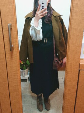 「ドッキングワンピ」｜「アイテム（ブルゾン）」を使った、ayaharuさん（レディース・157cm）の冬コーディネート