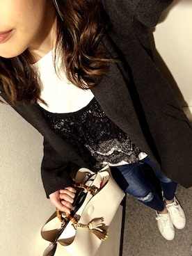「ラコステ」｜「アイテム（トレンチコート）」を使った、No＊*°さん（レディース・158cm）の春コーディネート