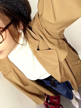 「マムジーンズ」｜「アイテム（ハンチング/ベレー帽）」を使った、No＊*°さん（レディース・158cm）の春コーディネート