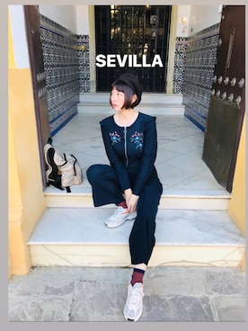 「FILA」｜「アイテム（オールインワン・サロペット）」を使った、yifan3388さん（レディース・170cm）の冬コーディネート