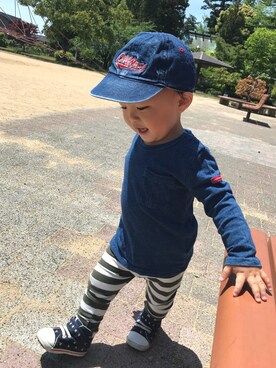 「OLD NAVY（オールドネイビー）のアイテム（帽子）」を使った、KANKANさん（キッズ・80cm）の春コーディネート