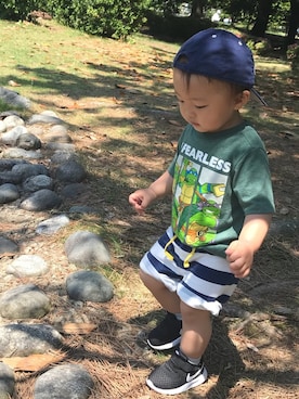 「OLD NAVY（オールドネイビー）のアイテム（帽子）」を使った、KANKANさん（キッズ・80cm）の夏コーディネート