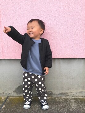 「ZARA KIDS」｜「アイテム（ブルゾン）」を使った、KANKANさん（キッズ・90cm）の冬コーディネート