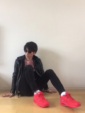 「ADAM ET ROPE'（アダムエロペ）のアイテム（ライダースジャケット）」を使った、ＮＡ☺︎さん（メンズ・168cm）の春コーディネート