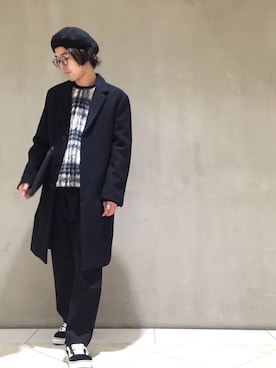 「CPH（シーピーエイチ）のアイテム（ハンチング/ベレー帽）」を使った、イリザワさん（メンズ・170cm）の冬コーディネート