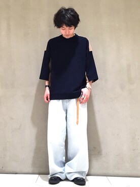 「Lui's（ルイス）のナローベルト（ベルト）」を使った、イリザワさん（メンズ・170cm）の春コーディネート