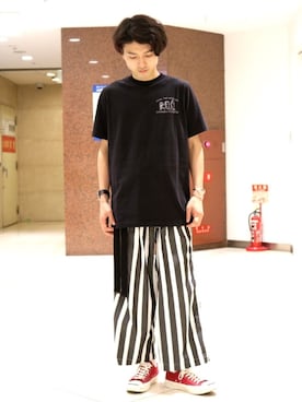 「BLACK&BLUE（ブラックアンドブルー）のアイテム（パンツ）」を使った、イリザワさん（メンズ・170cm）の夏コーディネート