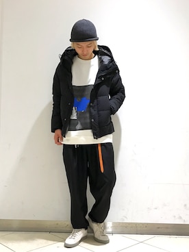 「Lui's（ルイス）のアイテム（ダウンジャケット/コート）」を使った、イリザワさん（メンズ・170cm）の秋コーディネート
