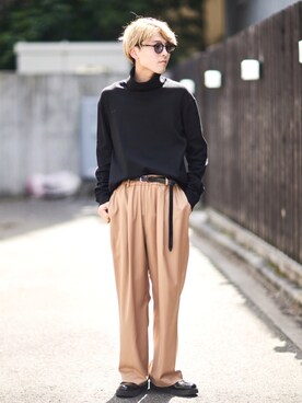 「Lui's（ルイス）のナローベルト（ベルト）」を使った、イリザワさん（メンズ・170cm）の春コーディネート