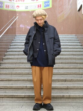 「lot holon（ロットホロン）のアイテム（ブルゾン）」を使った、イリザワさん（メンズ・170cm）の秋コーディネート
