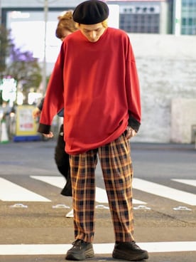 「CPH（シーピーエイチ）のアイテム（ハンチング/ベレー帽）」を使った、イリザワさん（メンズ・170cm）の秋コーディネート