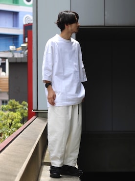 「7分袖Ｔシャツ」｜イリザワさん（メンズ・170cm）の春コーディネート