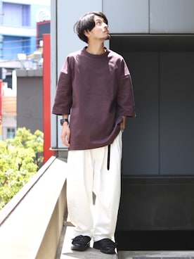 「7分袖Ｔシャツ」｜イリザワさん（メンズ・170cm）の春コーディネート